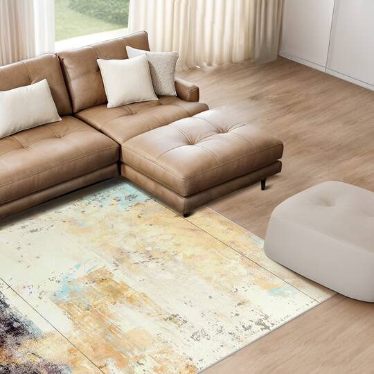 Empire Art Direct 5ft. x 7.5ft. Aubergine II Washable Abstract Area Rug
